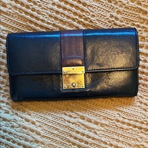 Marc Jacobs Black and chestnut double groove Leather wallet
